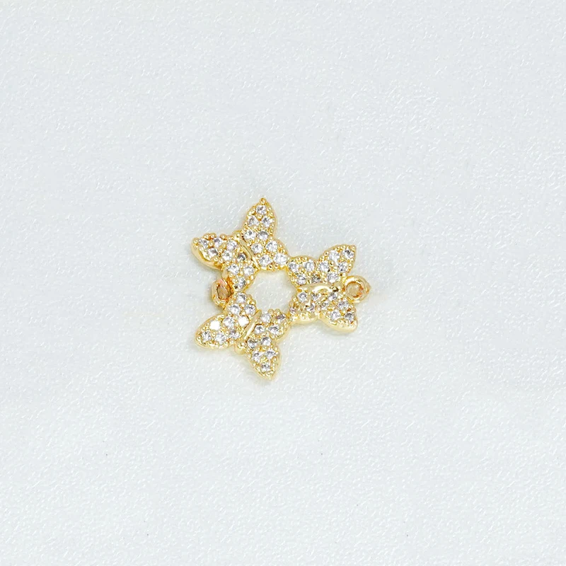 3 Pcs Pave Inlay Color Zircon Butterfly Connector Diy Jewelry Accessories Dragonfly Round Hollow Parts Bracelet Necklace Making