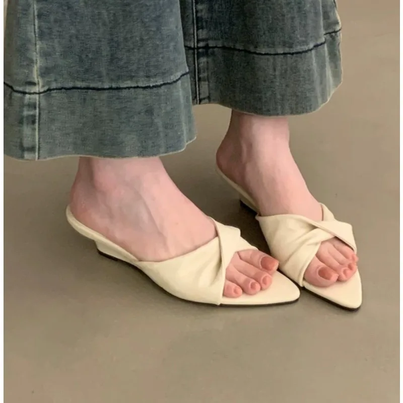 Designer New Summer Slope Heel Women Slippers Shoes Fashion Open Toe Shoes Design Style Banquet Party Sandals Shoes