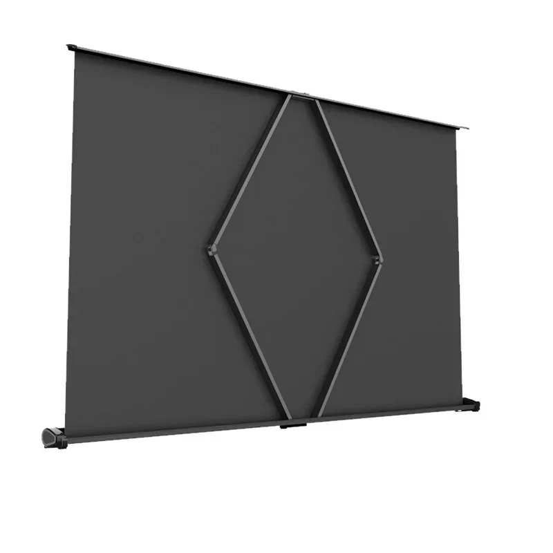 50'' Portable Projector Screen Tabletop Screen HD 16:9 Projection Pull Up Foldable Stand for Camping Business