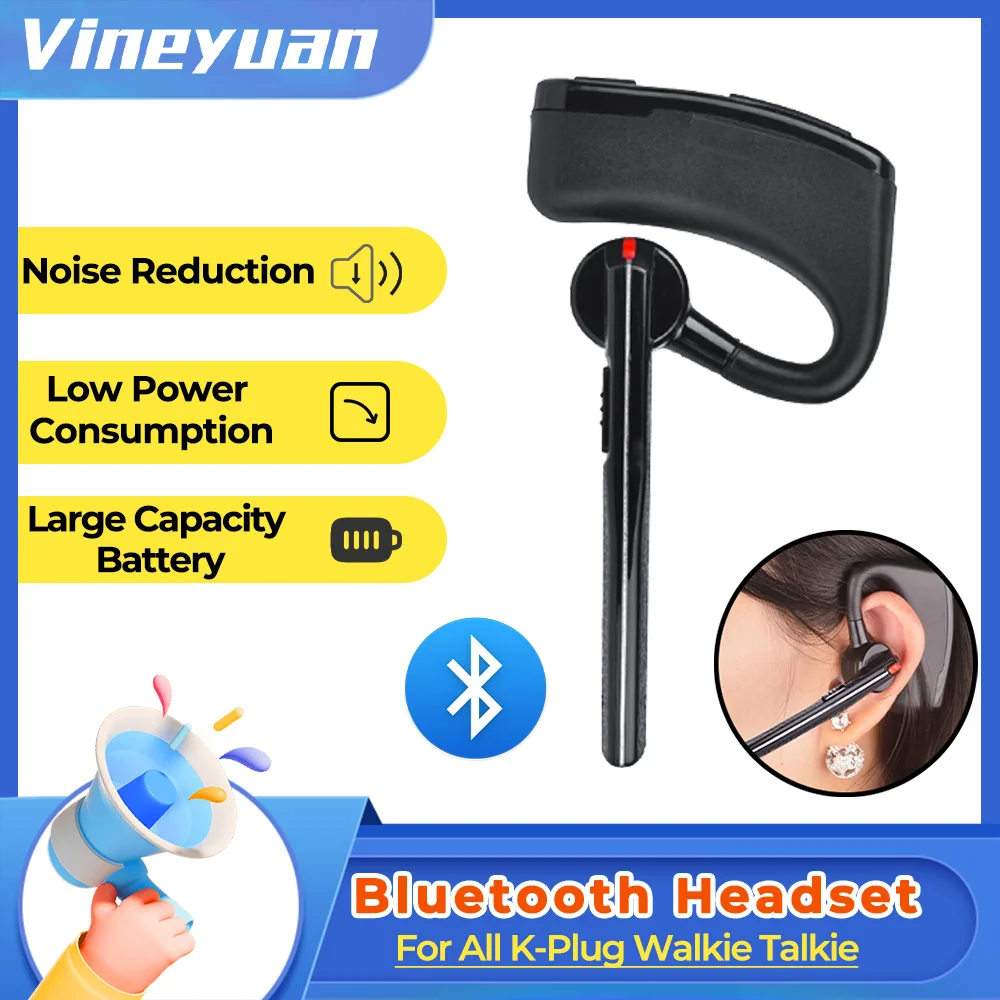 NEW Wireless Walkie Talkie Bluetooth Ptt Headset Earpiece For KENWOOD  Microphone Headset Adapter Baofeng UV-5R UV-82 Earphone