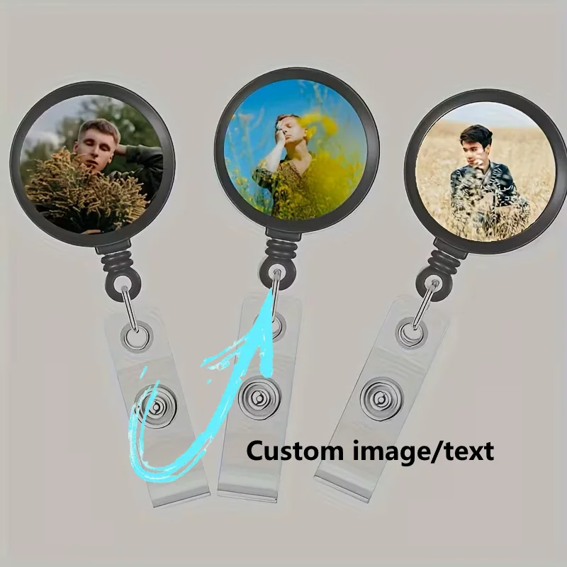 Personalised Badge Holder, Custom Image Retractable ID Badge Holder with Retractable Reel