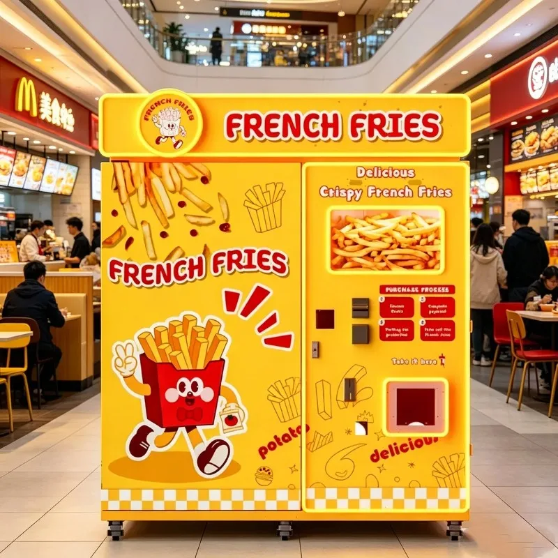 Automatic French Fries Vending Machine Self Service Fast Food Potato Fries Kiosk Smart Touch Screen Cashless Payment Shopping