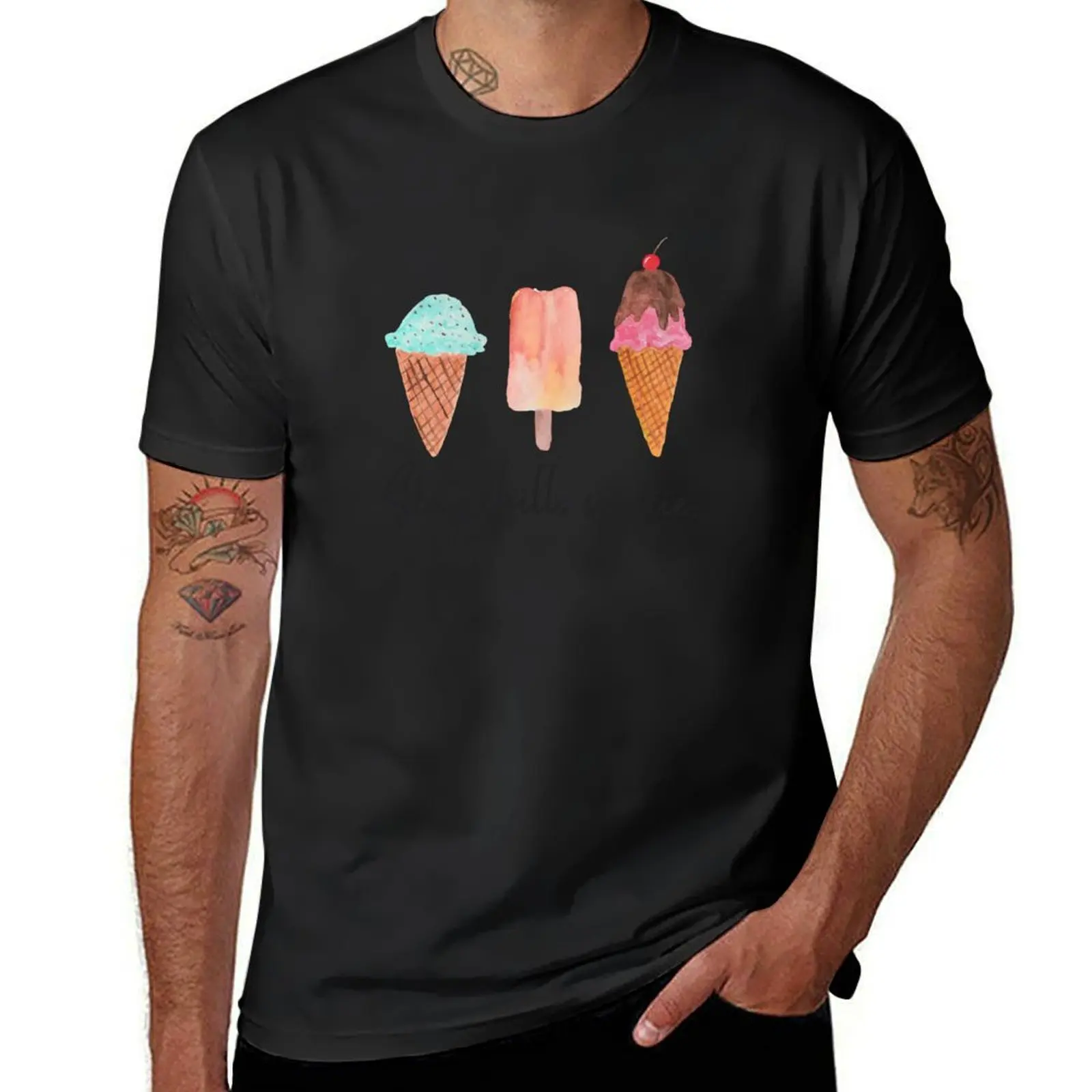 

Trio of Ice Cream with Stay Chill Sweetie text T-Shirt cute clothes plus sizes plain white t shirts men