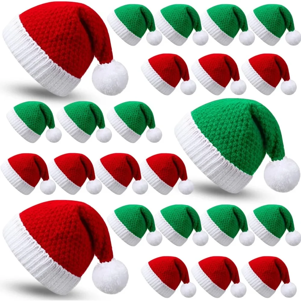 

24 Pcs Santa's Knit Hat - Christmas Beanie Hat - Winter Warm Cable Knit Hats for Adults - Perfect Xmas Party Gift