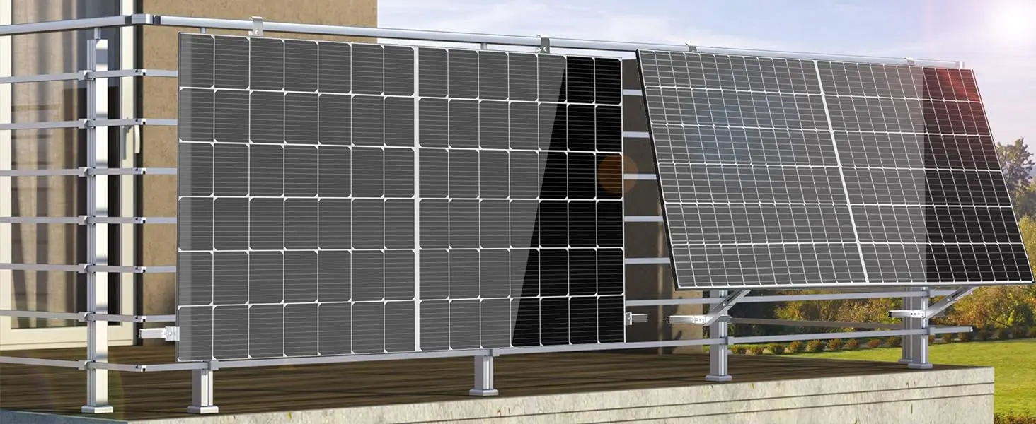 Balkon-Kraftwerkshalterung für 400 W, 410 W, 800 W, 820 W, Solarmodule, Halterung aus Aluminiumlegierung, Geländer, verstellbarer Winkel 0 bis 30 – Detail 15
