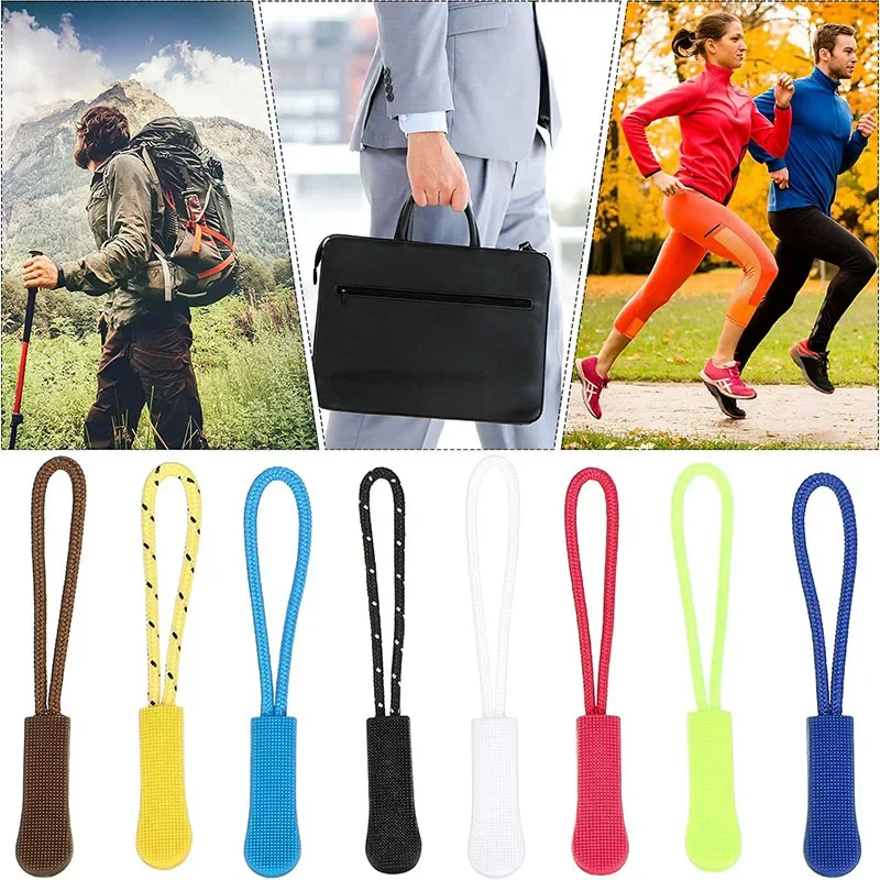 10pcs Zipper Pull Puller End Fit Rope Tag Replacement Clip Broken Buckle Fixer Zip Cord Bag Suitcase Tent Backpack Zipper Head