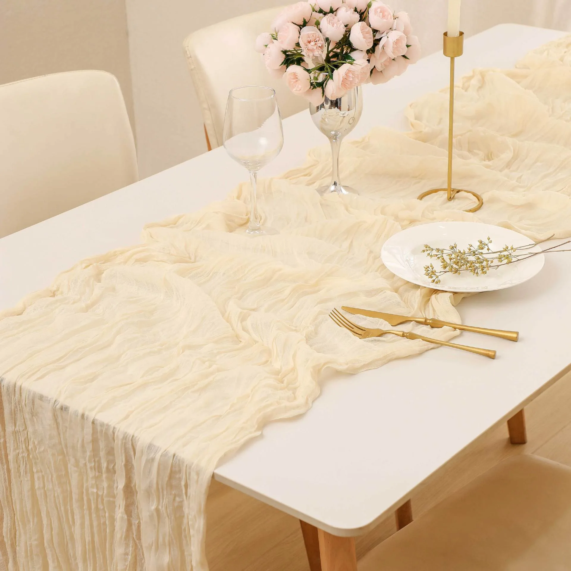 Semi‑Sheer Gauze Table Runner Sage Cheesecloth Table Runner Vintage Wedding Christmas Banquet Dining Table Cake Arch Party Decor