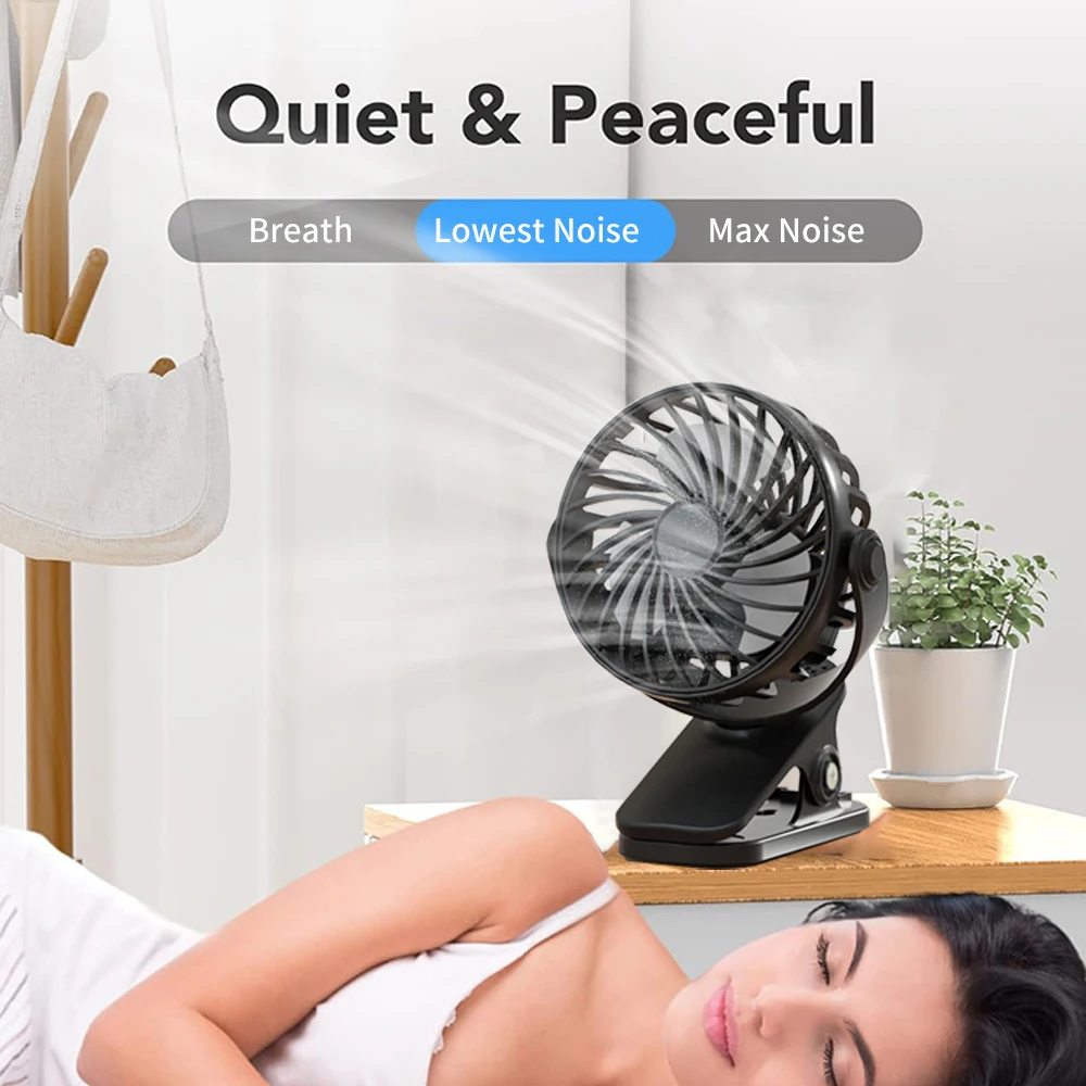 Desktop Mini Splint Fan USB Charging Car Electric Fan [360-degree Rotatable Three-speed Governor Table Clamp Dual-use]