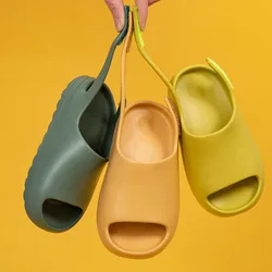 Children Slippers Summer EVA Thick Sole Solid Color Sandals Kids Soft Non-Slip Beach Shoes Boys Girls Slides Bathroom Home Shoes