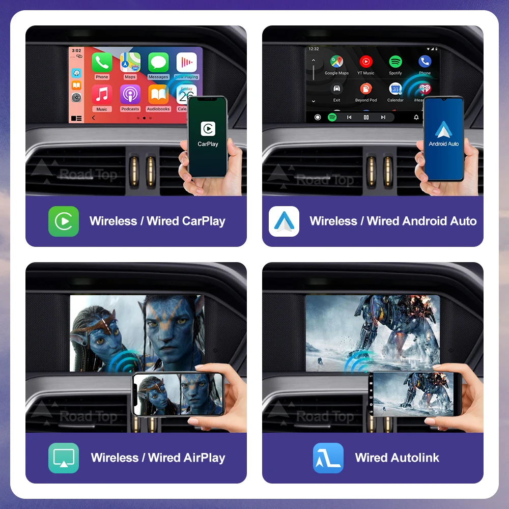 Road Top Android Auto Wireless CarPlay for Mercedes Benz C Class W204 NTG4.5/4.7 2011-2014  Mirror Link AirPlay GPS Car Play
