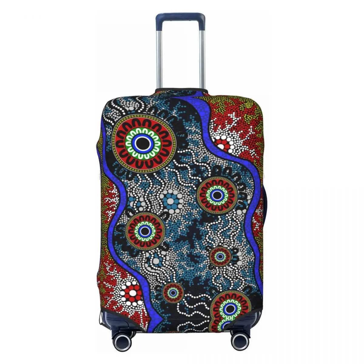 

Funny Camping Dots Luggage Cover Protector Elastic Australian Aboriginal Art Travel Suitcase Covers