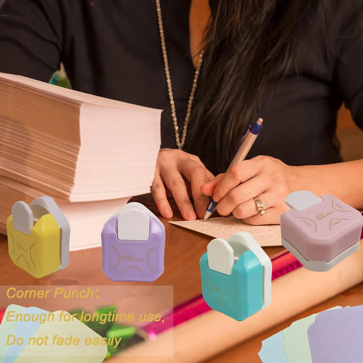 قاطع زاوية صغير محمول 3 في 1 R4 R7 R10 R5mm قاطع تشذيب الزاوية المستديرة لصنع البطاقات، المصفح، البطاقات، سجل القصاصات