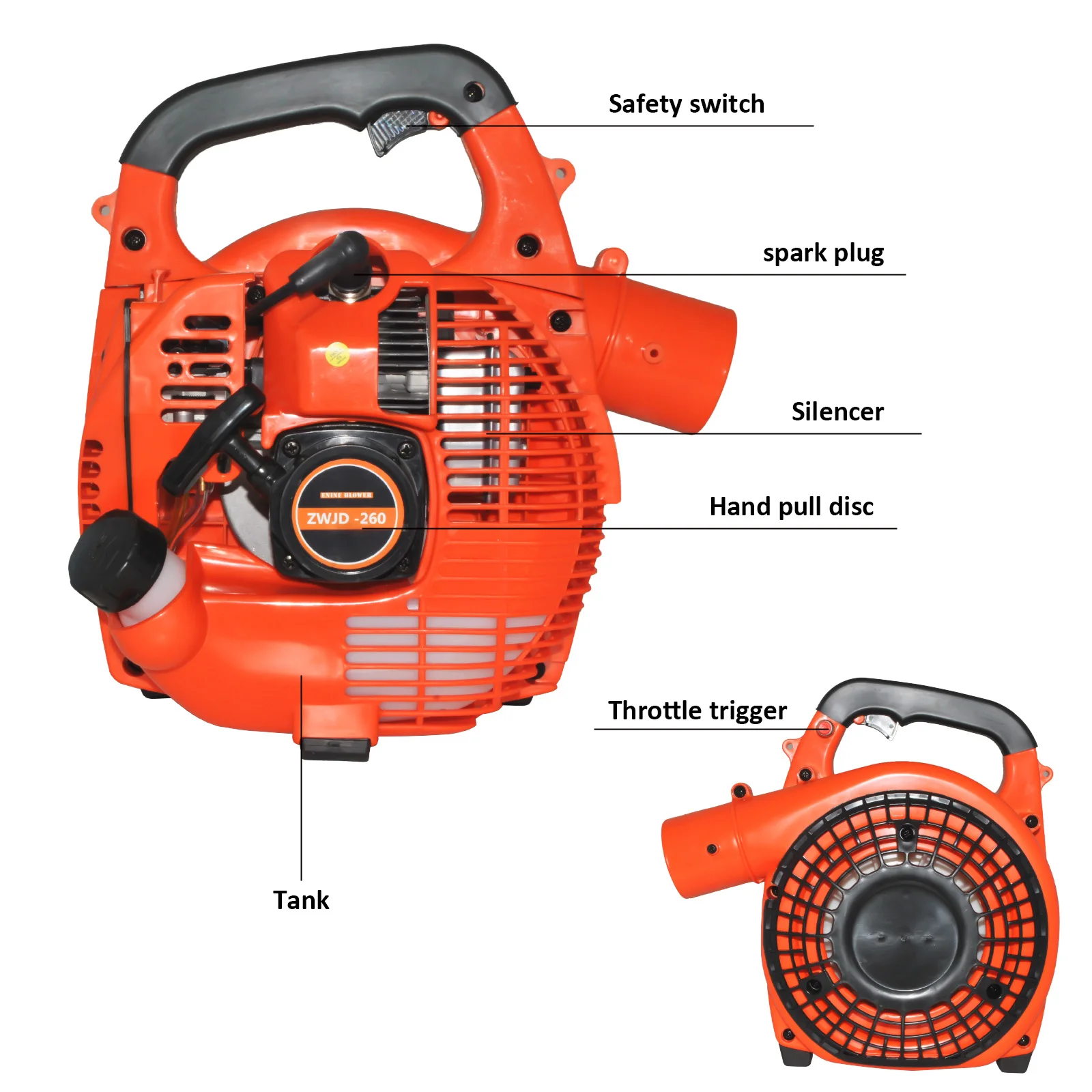 25.4cc Handheld Gas Blower, 2-Cycle Gas Leaf Blower, Gasoline Powered Cordless Blower for Lawn Care, Sweeping Fallen Leaves, Yar