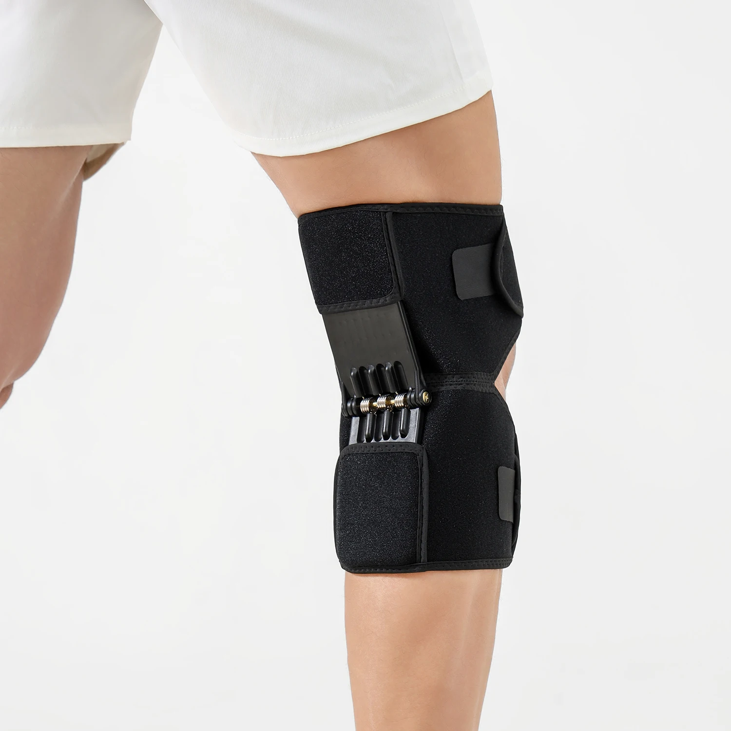 Adjustable Power Knee Support Brace with Four Fixing Straps, Spring Loaded Knee Booster for Elderly, Mountaineering, Heavy Lifti image 6