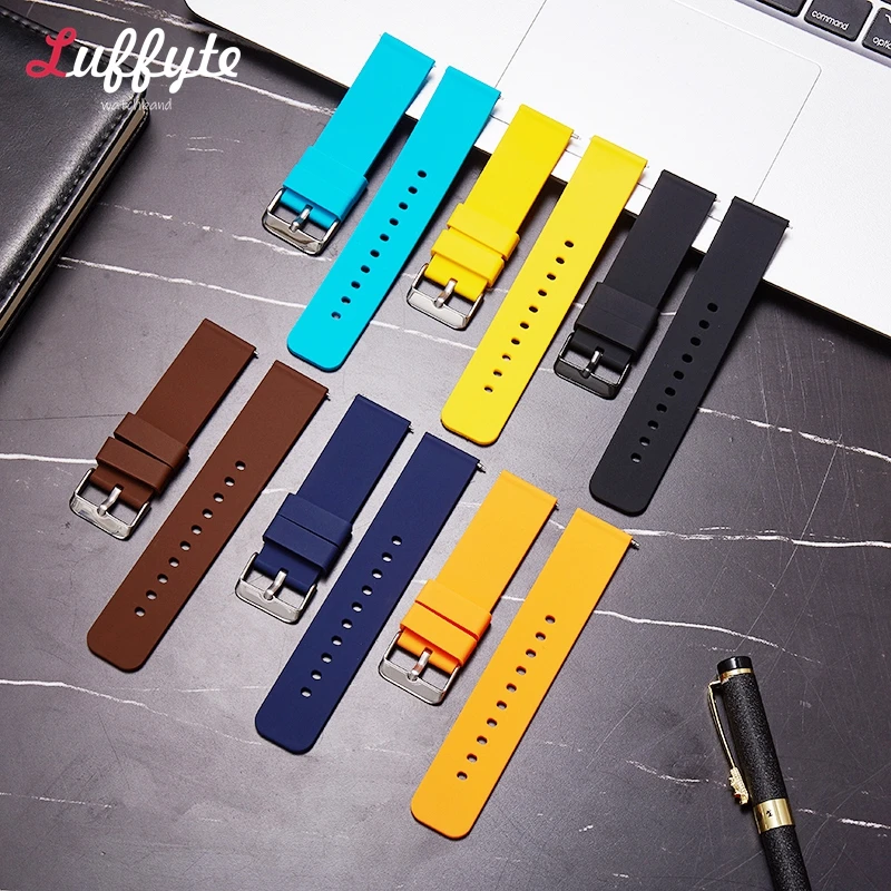 12mm 14mm 16mm 18mm 20mm 22mm 24mm Silicone Strap Quick Release Bracelets Belts Band Silicone Rubber Straps Watch Accessories