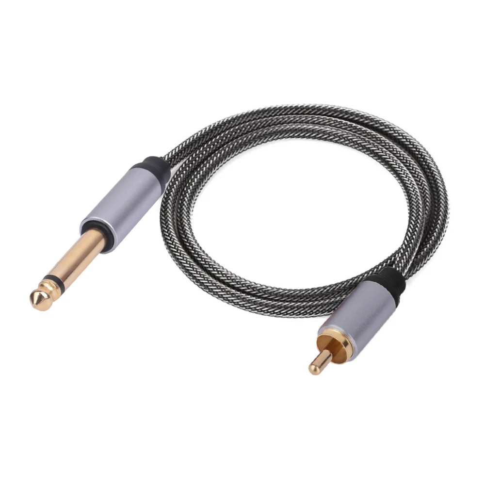 1/2PCS RCA do 1/4 Cal kabel Audio pozłacany miedziany 6.35mm TS Mono męski na RCA męski Patch Cord do głośnika mikrofon gitarowy