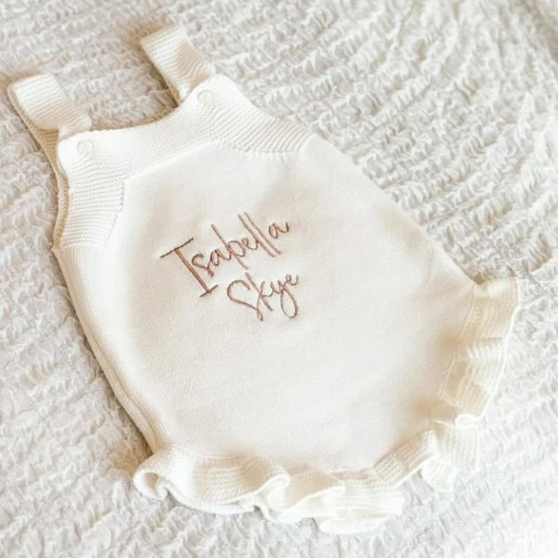 Peleles personalizados para bebé recién nacido, traje de punto para gatear de Color sólido para primavera y otoño, ropa para niños