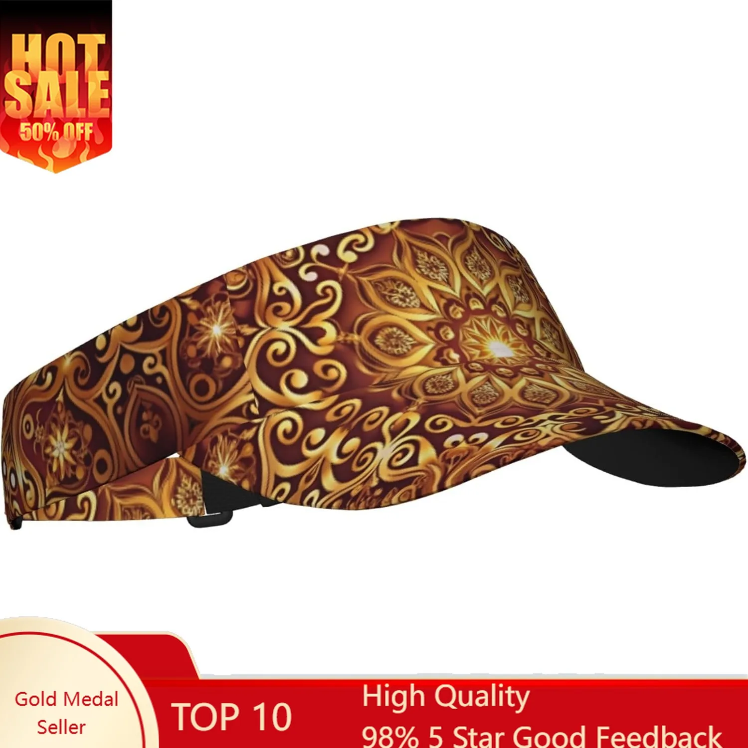 

Boho Mandala Sports Sun Visor Hat Men Women Adjustable Hats Empty Top Cap for Running Tennis Golf