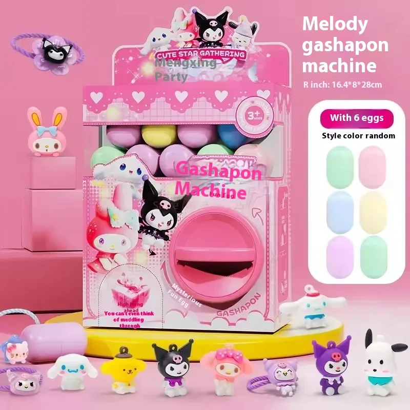

Sanrio Children Cartoon Melody Twisting Egg Machine Mini Doll Grabbing Doll Machine Diy Fun Egg Blind Box Toy Kid Surprise Gifts