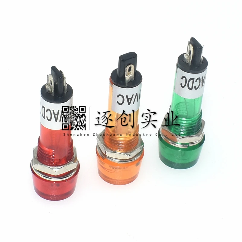 XD10-3 작동 전원 신호등, 소형 표시등, 10mm, 6V12V24V110V220V380VAC/DC, 5 개