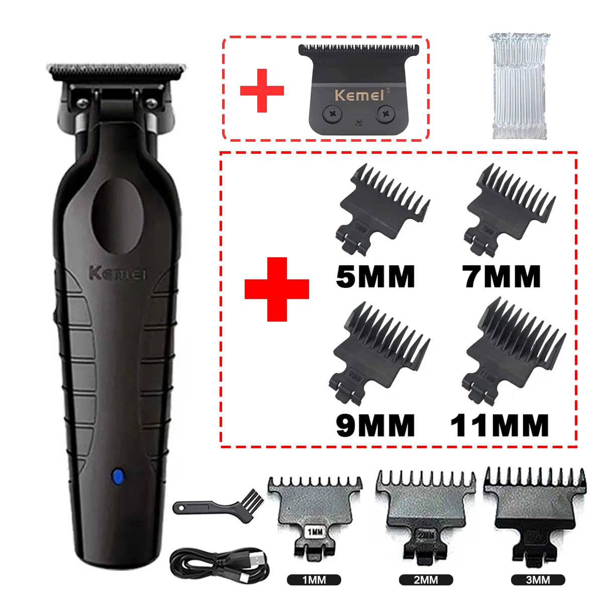 Kemei 2299 Barber Kabelloser Haarschneider 0mm Zero-Gap Konturenschneider Professionelle Elektrische Finish-Schneidemaschine