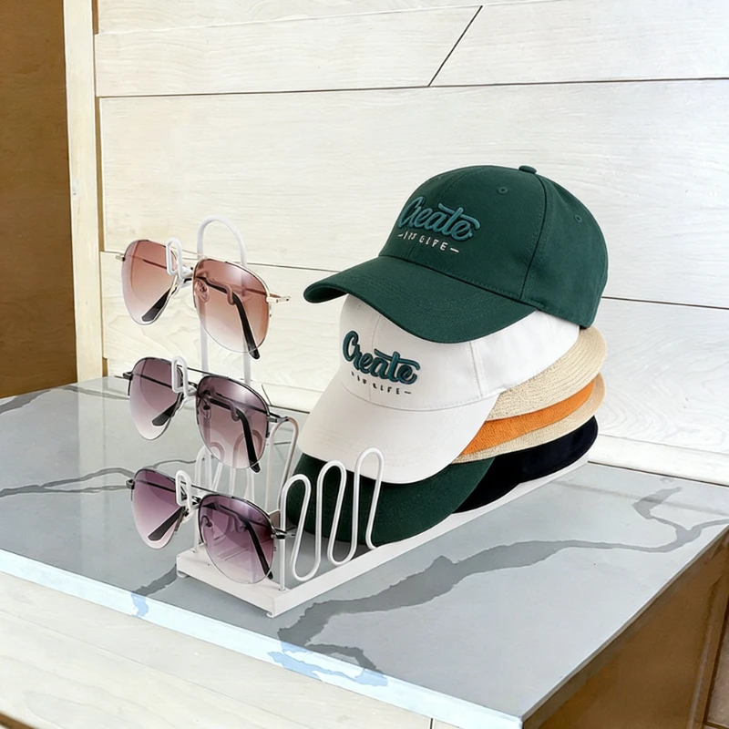 Multifunctional metal display rack for home use removable tabletop storage shelf space-saving ideal for storing hats sunglasses