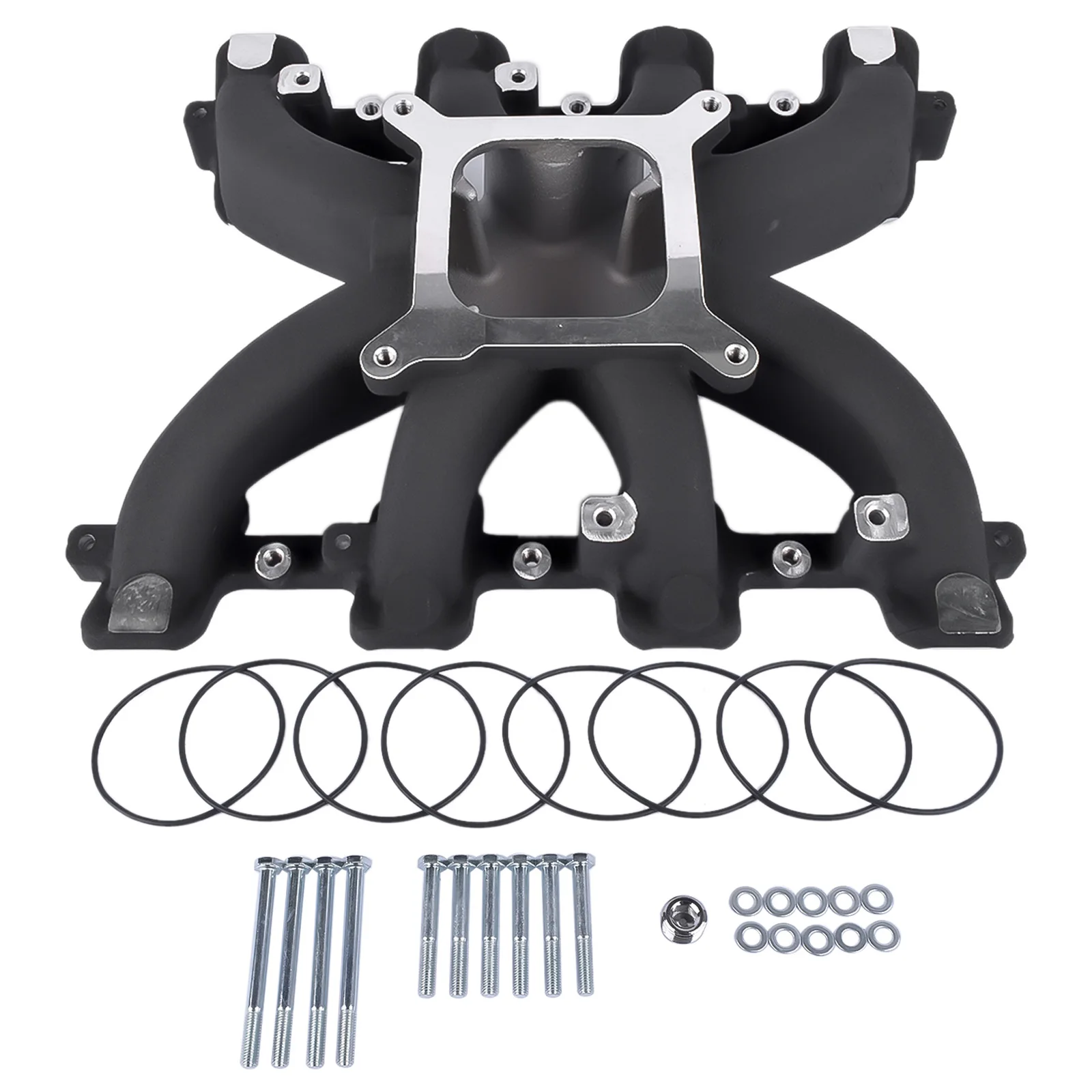 AP02 300-132 Single Plane Carb Intake Manifold Black Fits For GM LS Gen III IV LS1 LS2 LS6