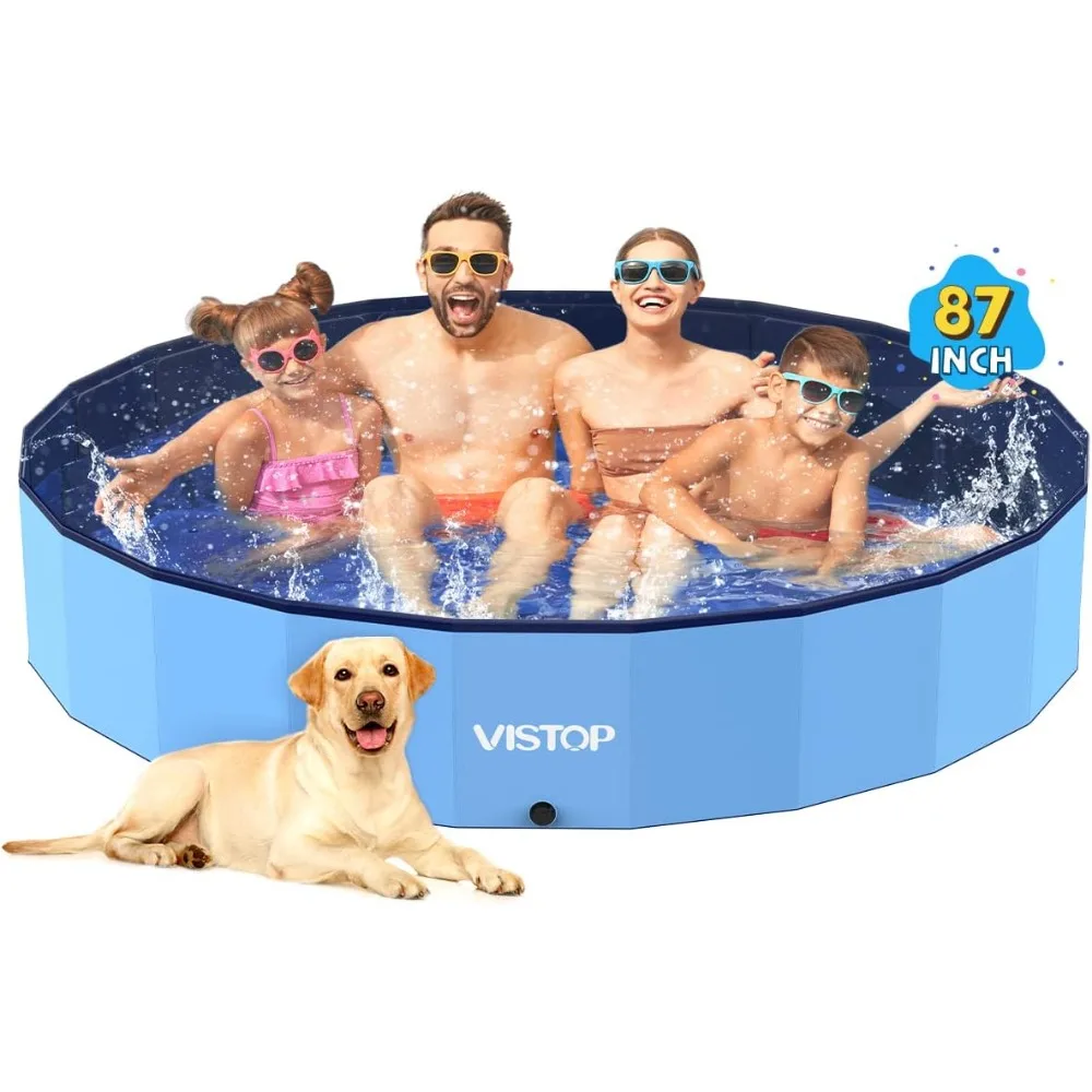 

Jumbo Foldable Dog Pool, Hard Plastic Shell Portable Swimming Pool for Dogs Cats and Kids Pet Puppy Bathing Tub Collapsib