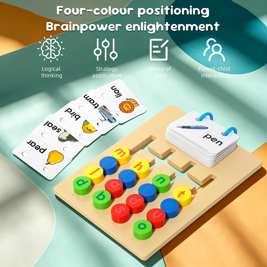 1Set- Montessori letters mobile cognitive learning game board shape toddler enlightenment brain logical thinking development toy
