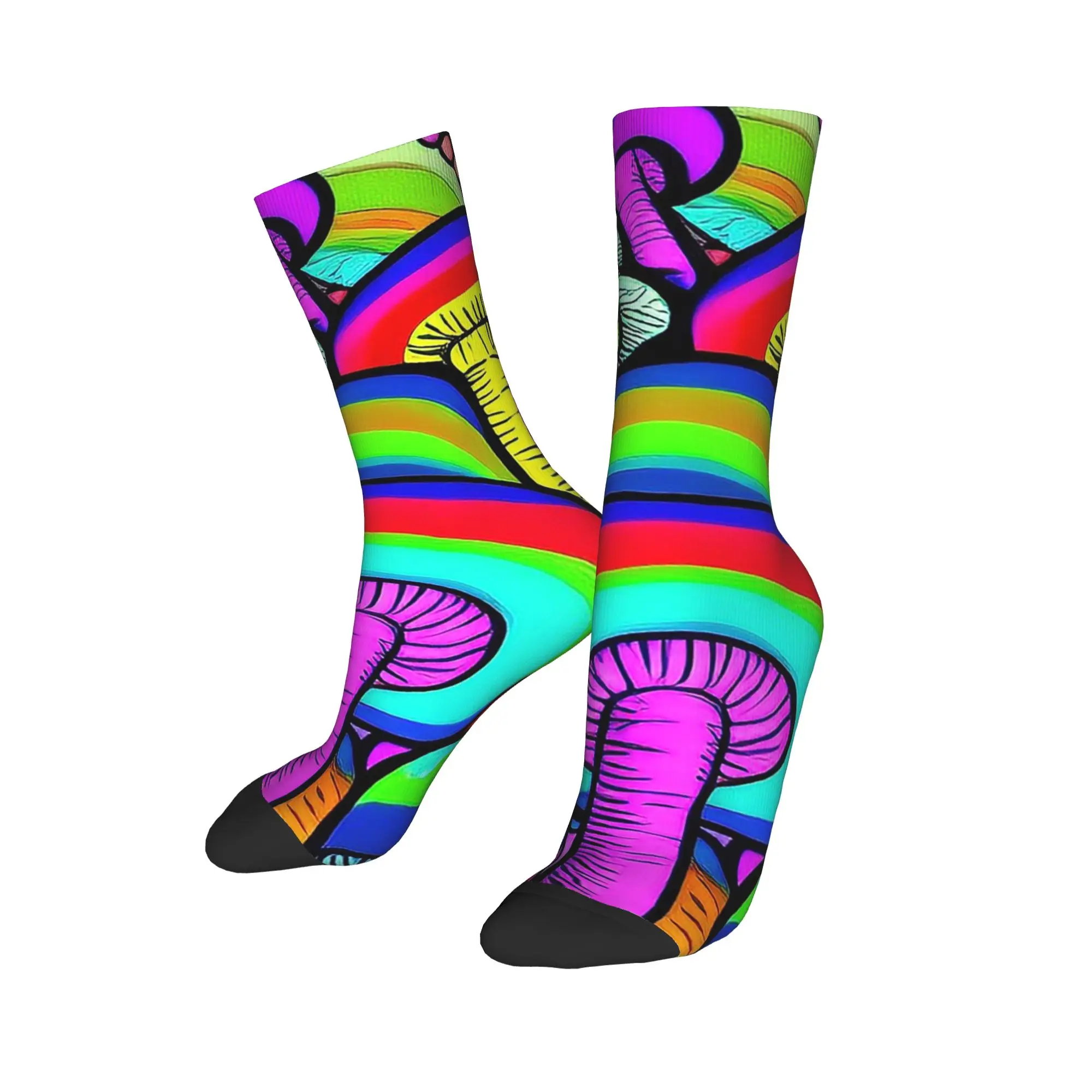 

All Seasons Crew Stockings Retro Mushroom Rainbow Socks Harajuku Hip Hop Long Socks Accessories for Men Women Christmas Gifts