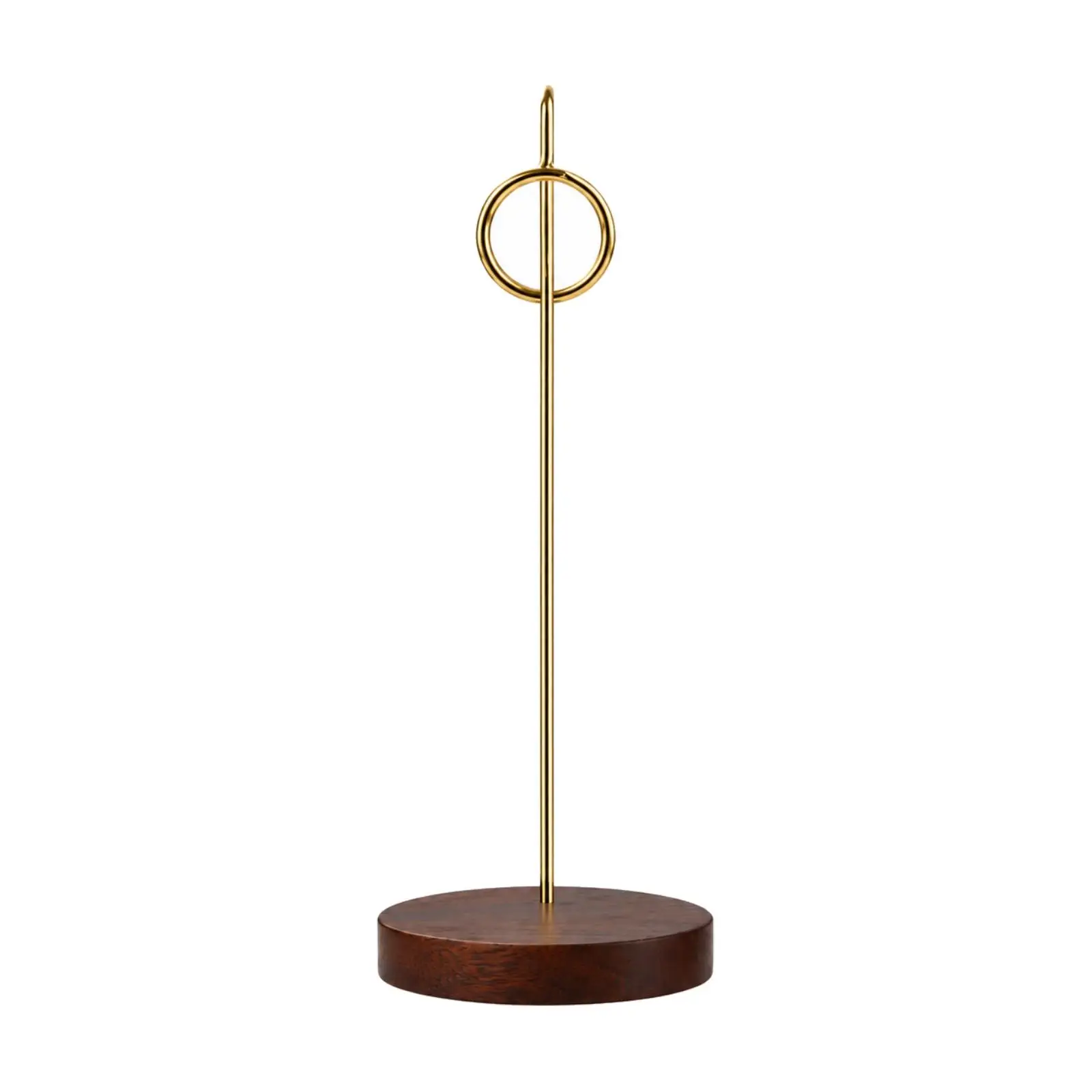 Decorative Photo Card Stand for Desk Tabletop Walnut Finish Memo Clip Holder for Notes and Small Art