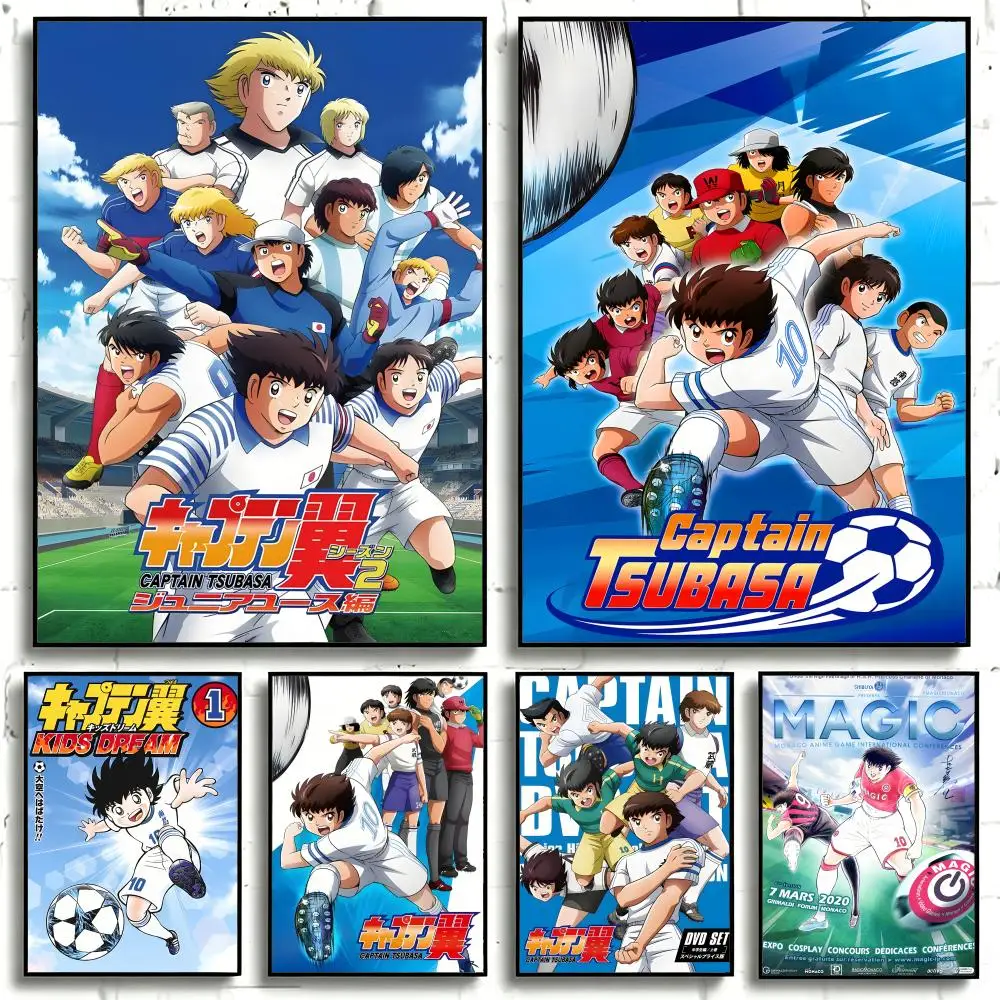 Affiche autocollante en papier imperméable, dessin animé Captain Tsubasa, décoration murale pour café, Bar, salle