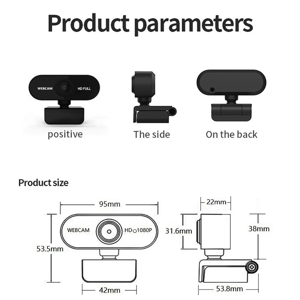 Cámara web Mini PC HD 2k /1080p /720p /480p Cámara con micrófonos Rotación de 360 ° USB Plug and Play Sin controlador para computadora de escritorio