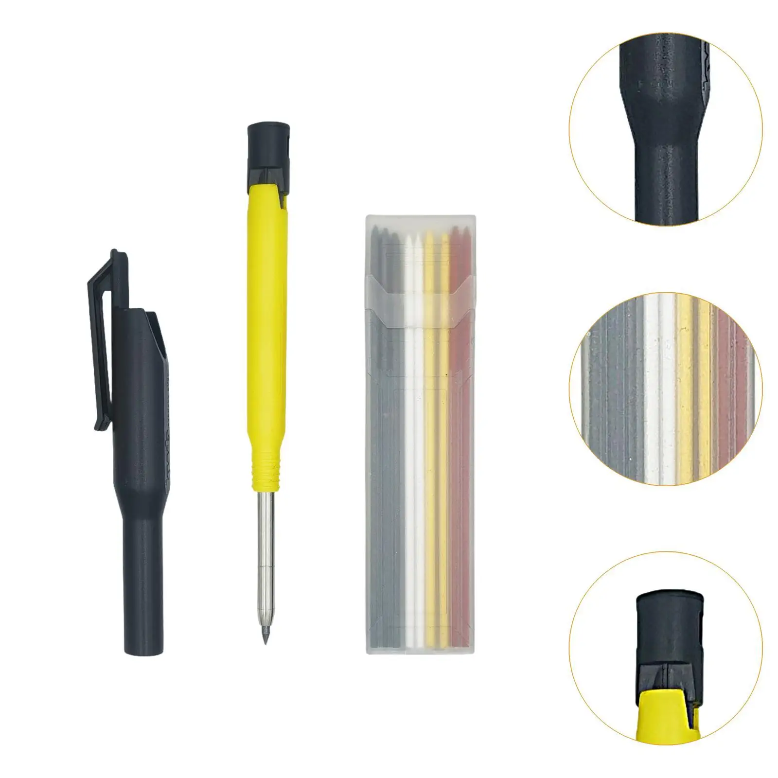Carpenter Pencil with Refill Deep Hole Pencil Marker Set for Drafting Glass
