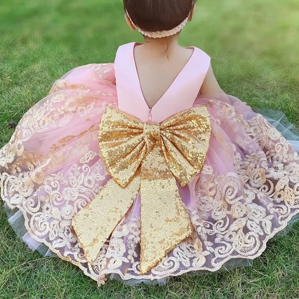 

Toddler Baby Girl Christmas Princess Sequin Bow Dress Children Party Vestido Infantil