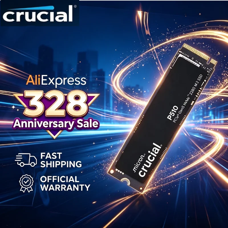 Crucial P510 M.2 2280 NVMe SSD PCIe 5.0 1TB Max 11000MB/s Read 9500MB/s Write Upgrade Version Of P3 Plus