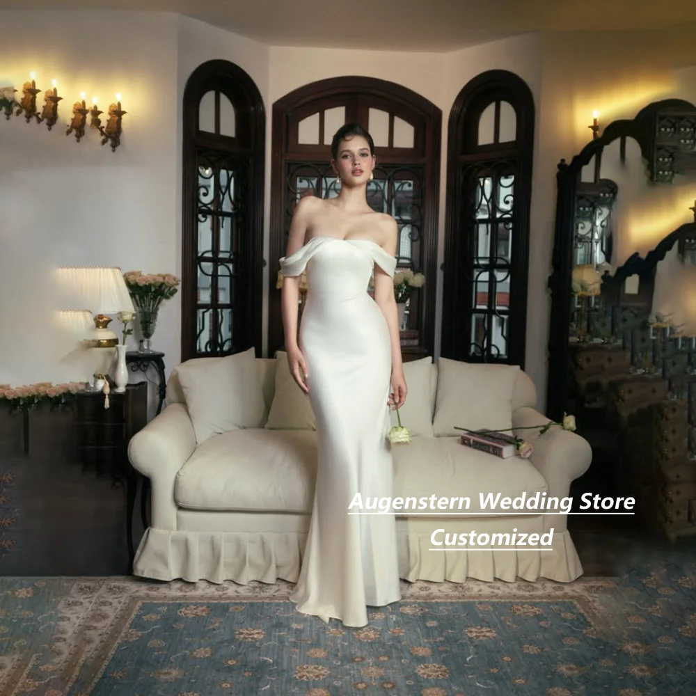Customized Ivory Satin Off Shoulder Mermaid Mother Of The Bride Gown Lace Up Back For Wedding Guest Formal Party Plus Size