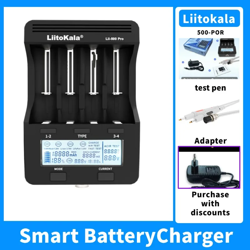LiitoKala battery intelligent charger Lii-500-PRO upgrade test capacity 3.7V/1.2V AA/AAA 18650/26650/16340/14500/10440/18500