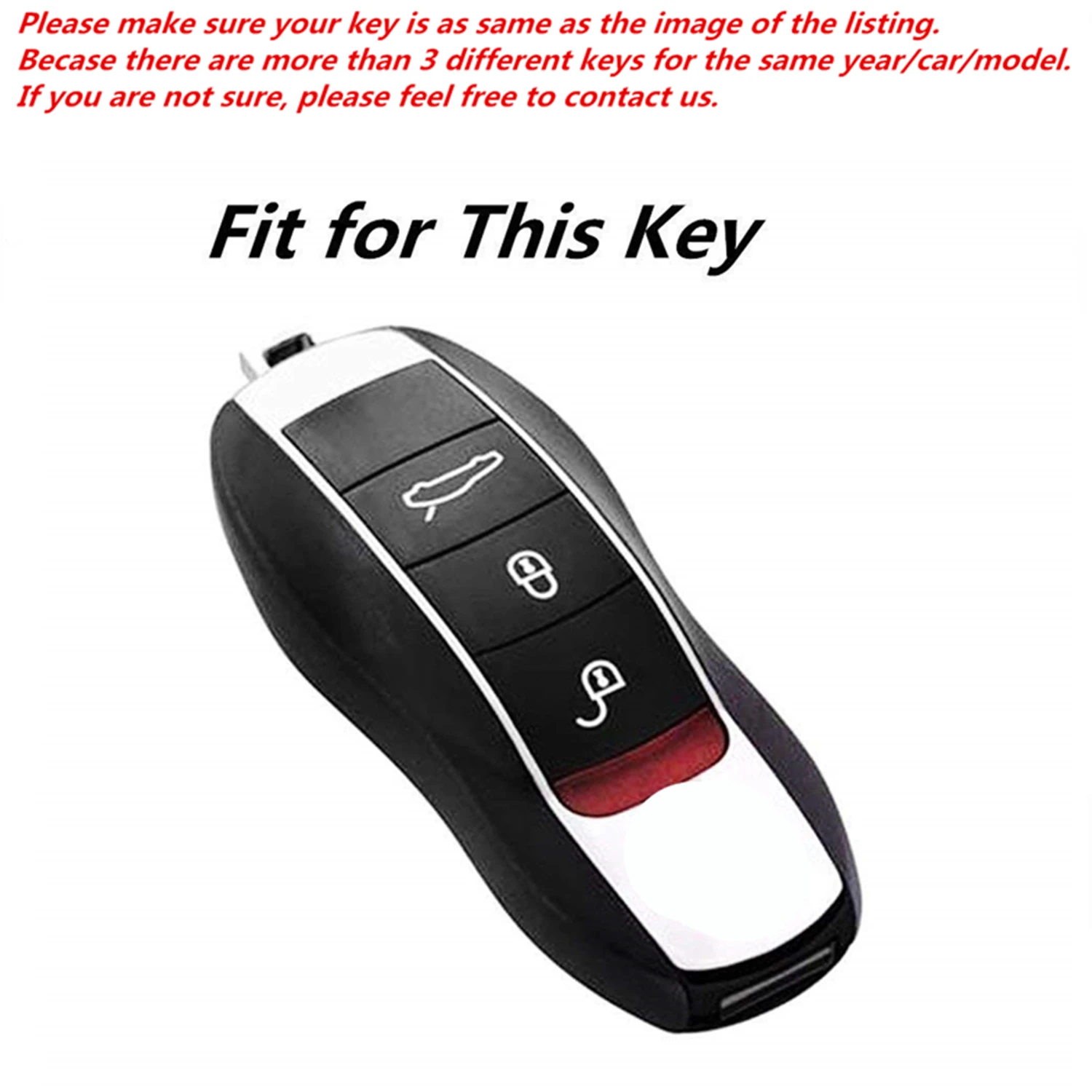 WFMJ 2Pcs Black Red Leather for Porsche 718 911 Cayenne Panamera Cayman Macan 2015-2021 Remote Key Fob Case Cover Chain