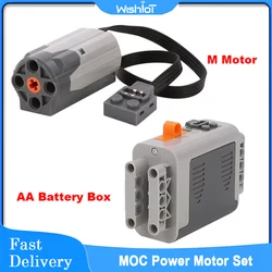 MOC Technology PF blocks Power Functions AA Battery Box Case & M Motor Technical for Robot Car compatible with All Brand blocks