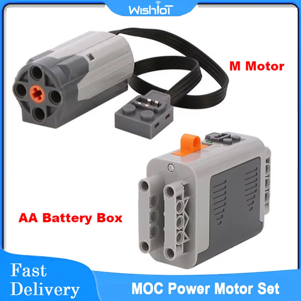 MOC Technology PF blocks Power Functions AA Battery Box Case & M Motor Technical for Robot Car compatible with All Brand  blocks