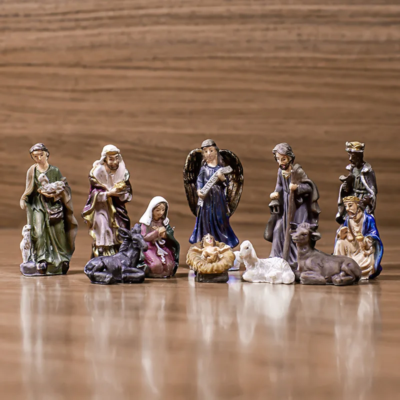 

11pcs Nativity Set Figurines Nativity Scene Set Holy Family Statue Baby Jesus Manger Christmas Crib Holiday Decoration Zaytons