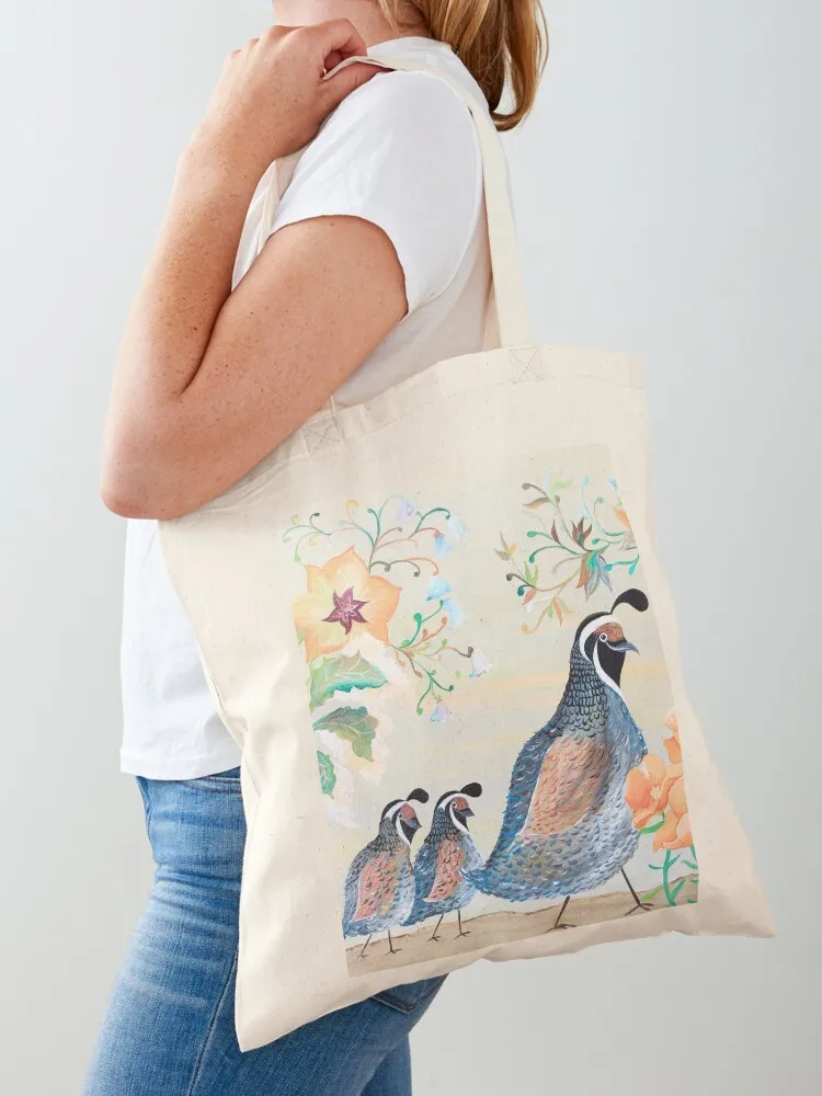

Cute California Quails Tote Bag tote bag university Canvas reusable shopping bag cute pouch