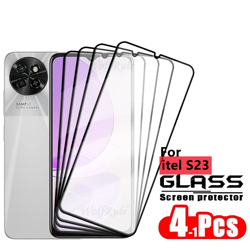 1/2/3/4PCS Full Cover Glass For itel S23 Glass itel S23 Screen Protector Protective 9H Full Cover Glue Tempered Glass itel S23