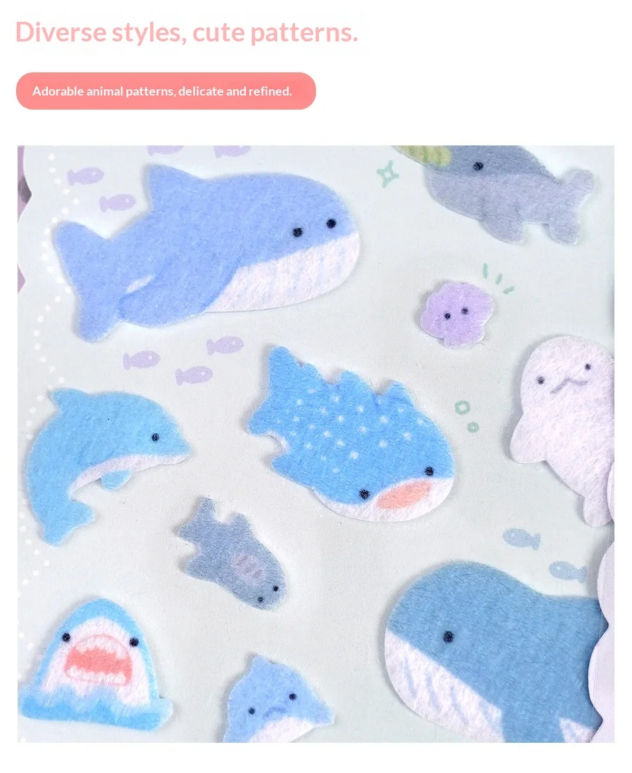 Animal marinho feltcloth reunindo adesivos recompensa das crianças polvo pinguim baleia decoração artesanal adesivos de livro de telefone móvel