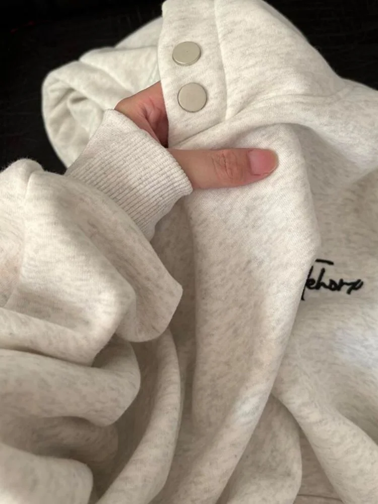 Retro Heavy-Lettering Hoodie Sweatirt Oversize Loose American High-Street Sle for Men And Women Spring Autumn Thiened