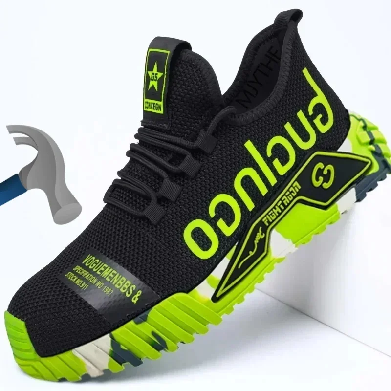 Lightweight Steel Toe Safety Shoes Men Anti-puncture Work Shoes Men Breathable Industrial Shoes Indestructible Work Safety Boots
