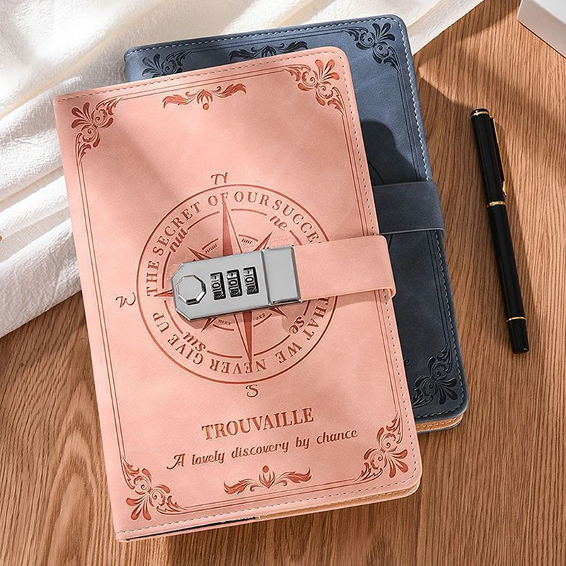 Creative Password Notebook Travelers Student Diary With Lock Stationery Thickened Hand Account Notepad