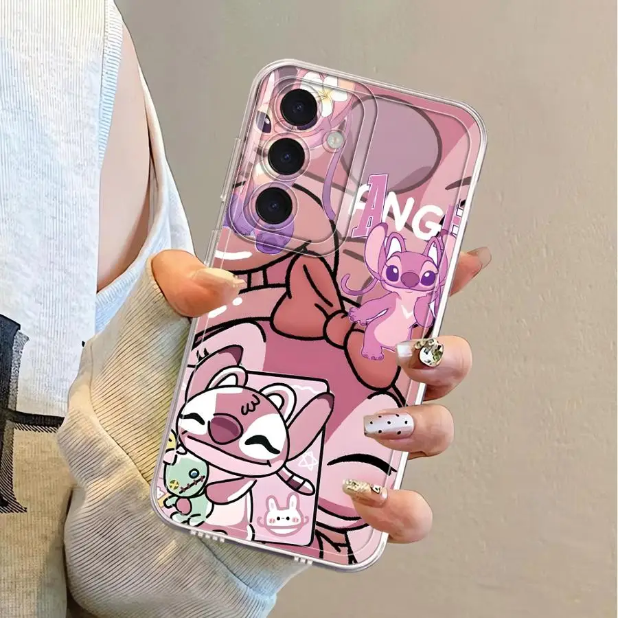 Funda transparente divertida de dibujos animados de Disney Stitch para Samsung Galaxy A21s A32 A71 A52s A16 A50 A51 A72 A31 A52 A12