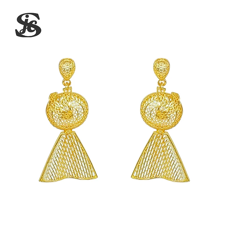 

Dubai Fashion Earrings Dubai 24K Gold Plated Elegant Drop Earrings For Women Wedding Party Anniversary Gift Women Bijoux